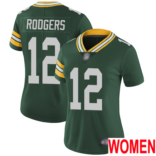 Green Bay Packers Limited Green Women #12 Rodgers Aaron Home Jersey Nike NFL Vapor Untouchable